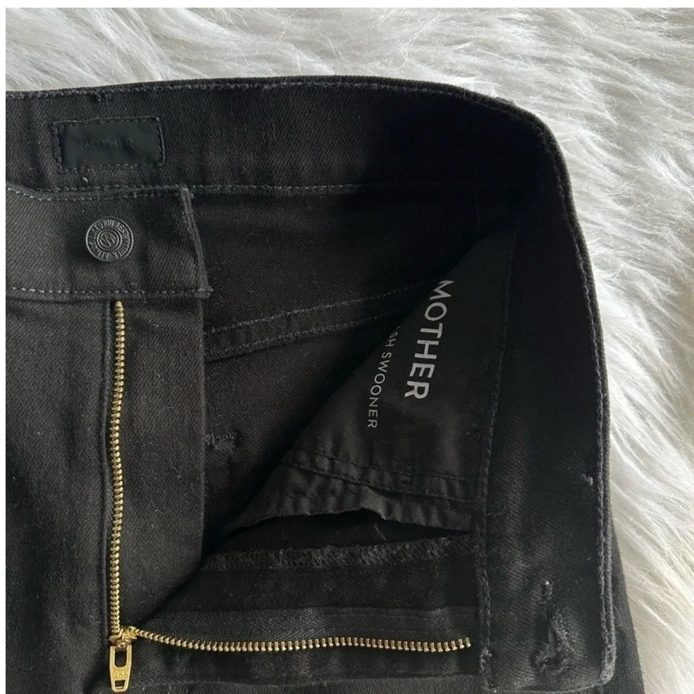 Mother Denim The Stash Swooner Jeans Pants Black High Rise Skinny Ankle Size 26